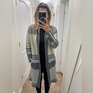 Joseph Gray and Cream Striped Cardigan